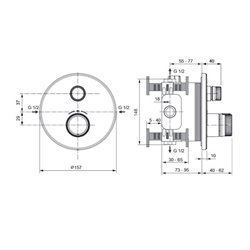 Mitigeur thermostatique à encastrer Ceratherm Navigo Design rond 1 sortie Gris orage