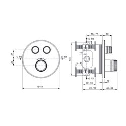 Mitigeur thermostatique à encastrer Ceratherm Navigo Design rond 2 sorties Gris orage