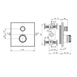 Mitigeur thermostatique à encastrer Ceratherm Navigo Design carré 1 sortie Or brossé