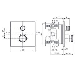 Mitigeur thermostatique à encastrer Ceratherm Navigo Design carré 1 sortie Gris orage