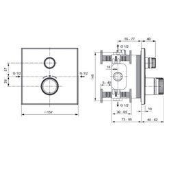 Mitigeur thermostatique à encastrer Ceratherm Navigo Design carré 1 sortie Chromé