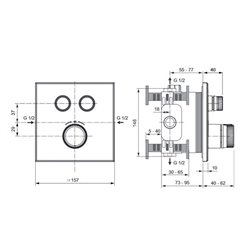 Mitigeur thermostatique à encastrer Ceratherm Navigo Design carré 2 sorties Gris magnétique
