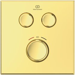 Mitigeur thermostatique à encastrer Ceratherm Navigo Design carré 2 sorties Or brossé