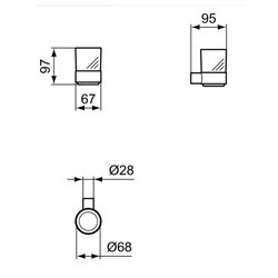 Porte brosse à dents Rond ∅68 mm Or brossé