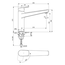 Mitigeur cuisine monotrou bec tube haut Douchette Extractible 1 jet BD332AA  Ideal Standard