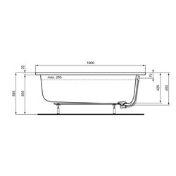 Baignoire asymétrique 160x90 cm Version gauche