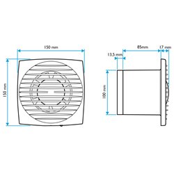 Extracteur Design 100 H détecteur humidité Ep 17 mm