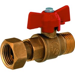 Vanne de dérivation à manette rouge 07656 Ø F1/2 - M1/2 mm