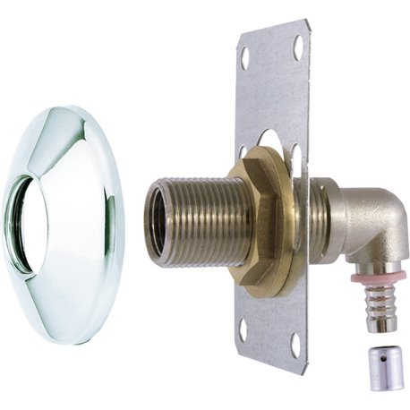 Raccord coudé R-Fix extérieur rosace chromée 07355 Ø 16 mm à sertir
