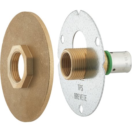 Raccord droit R-Fix extérieur confort brut platine seule 07774 Ø 16 mm à sertir