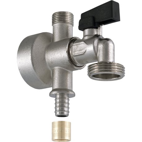 Raccord À glissement Applique piquage confort avec robinet 16339 Ø 3/8-3/4-PER 16 mm