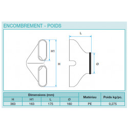 Culotte Caisson PE d160, référence: 11091885, Aldes Optiflex