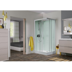 Cabine de douche Kineprime Glass 100x80 cm angle Mécanique Portes coulissantes Receveur 9 cm