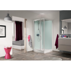 Cabine de douche Kineprime Glass C angle Thermostatique Porte pivotante 80x80cm