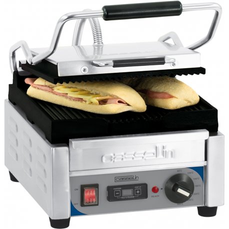 Grill panini premium plaques rainurées CGPRRPPT 2000 Watts inox et noir, avec minuteur