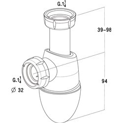 Siphon lavabo 0201282 Avec joints intégrés