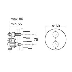 Mitigeur thermostatique encastré chromé 2 voies T-500