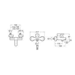 Mitigeur bain-douche mural avec inverseur automatique L20