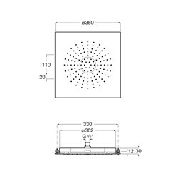 Pomme de douche encastrée Raindream 350x350 mm Chromé