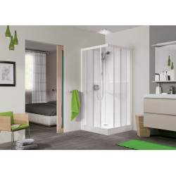 Cabine de douche Kineprime C angle Mécanique Portes coulissantes 90x90 cm Verre transparent