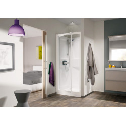 Cabine de douche Kineprime C niche Thermostatique Porte pivotante 80x80 cm Verre transparent