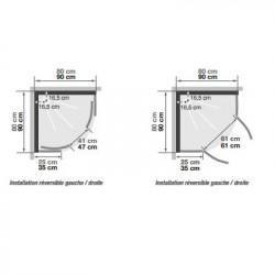 Cabine de douche Eden R90 Portes coulissantes Receveur 9 cm 90x90cm 