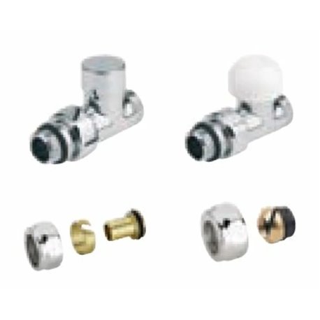 Kit de raccordement classique droit 850311 Pour Sèche-serviettes eau chaude avec tête manuelle Chrome