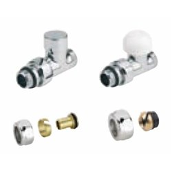 Kit de raccordement classique droit 850306 Pour Sèche-serviettes eau chaude avec tête thermostatique Blanc