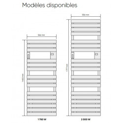 Sèche-serviettes mixte plat - Anthracite - 178,5 cm x 60 cm - Avec élément  électrique de 1000W, robinets de radiateur et adaptateur - Neva