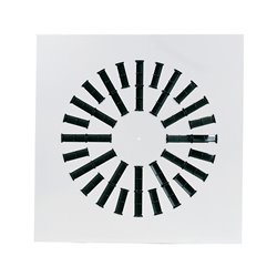 Diffuseur à jet hélicoïdal avec déflecteur sectorisé DFH ailettes blanches 600x500 mm