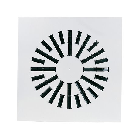 Diffuseur à jet hélicoïdal avec déflecteur sectorisé DFH ailettes blanches 600x500 mm Diffuseur à jet hélicoïdal avec déflecteur sectorisé DFH ailettes blanches 600x500 mm