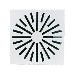 Diffuseur à jet hélicoïdal avec déflecteur sectorisé DFH ailettes noires 600x600 mm