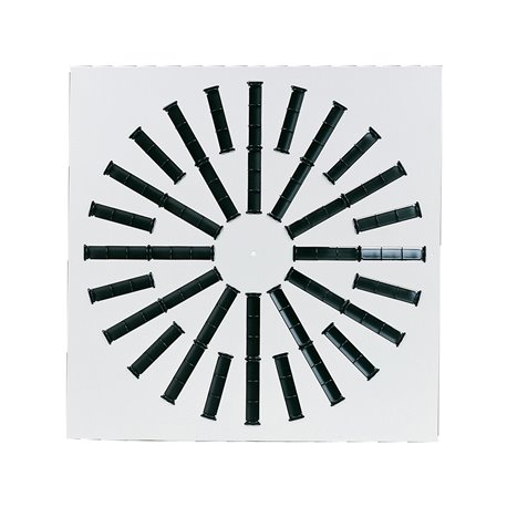 Diffuseur à jet hélicoïdal avec déflecteur sectorisé DFH ailettes noires 600x600 mm