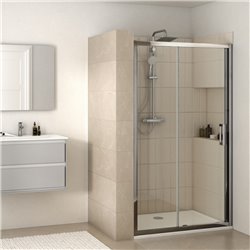 Porte de douche Connect 2 accès de face 120 cm profilés argent brillant