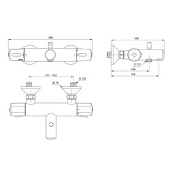 Mitigeur thermostatique bain-douche Olyos projection 174 mm