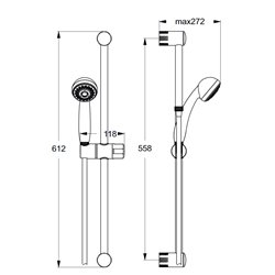 Ensemble de douche Aqua barre de douche 61,2 cm, douchette 1 jet