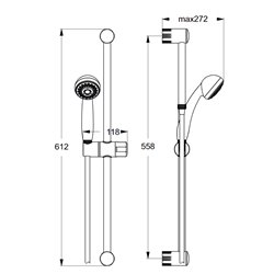Ensemble de douche Aqua barre de douche 61,2 cm, douchette 2 jets