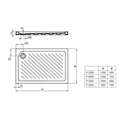 Receveur de douche Ulysse + rectangulaire 120x70 cm à poser
