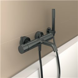 Mitigeur bain-douche monotrou Joy gris magnétique, avec ensemble de douche