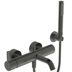 Mitigeur bain-douche monotrou Joy gris magnétique, avec ensemble de douche