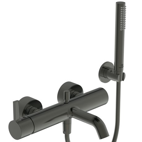 Mitigeur bain-douche monotrou Joy gris magnétique, avec ensemble de douche