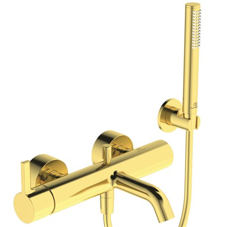 Mitigeur bain-douche monotrou Joy or brossé, avec ensemble de douche
