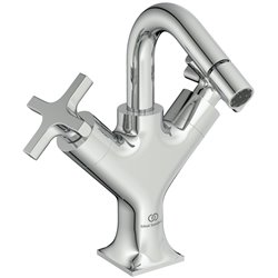 Robinet bidet Joy Neo avec tirette et vidage bonde métal poignées croix