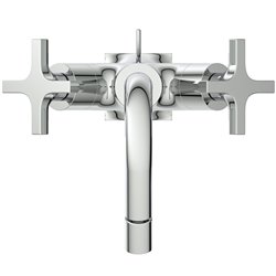 Robinet bidet Joy Neo avec tirette et vidage bonde métal poignées croix