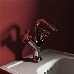 Robinet bidet Joy Neo avec tirette et vidage bonde métal poignées croix