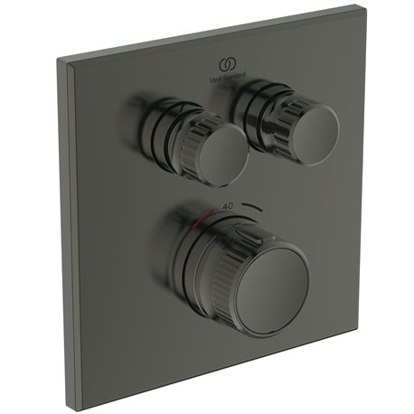 Mitigeur thermostatique à encastrer Ceratherm Navigo Design carré 2 sorties Gris magnétique