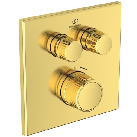 Mitigeur thermostatique à encastrer Ceratherm Navigo Design carré 2 sorties Or brossé