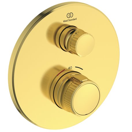Mitigeur thermostatique à encastrer Ceratherm Navigo Design rond 1 sortie Or brossé