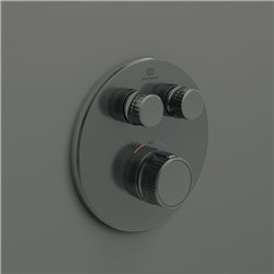 Mitigeur thermostatique à encastrer Ceratherm Navigo Design rond 2 sorties Gris magnétique