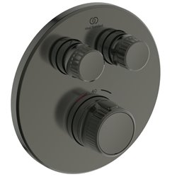 Mitigeur thermostatique à encastrer Ceratherm Navigo Design rond 2 sorties Gris magnétique